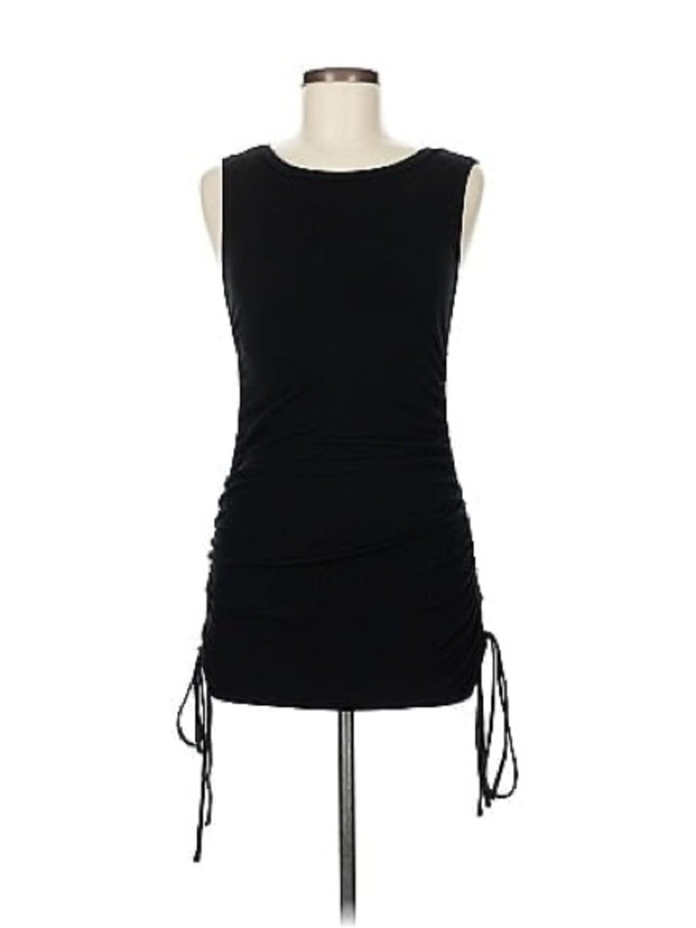 Steve Madden BB Dakota Sleeveless Black Ruched Side-Tie Mini Dress